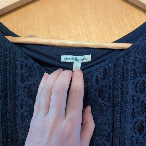 Charlotte Russe Navy Lacy Dress, Large - Picture 3 of 9